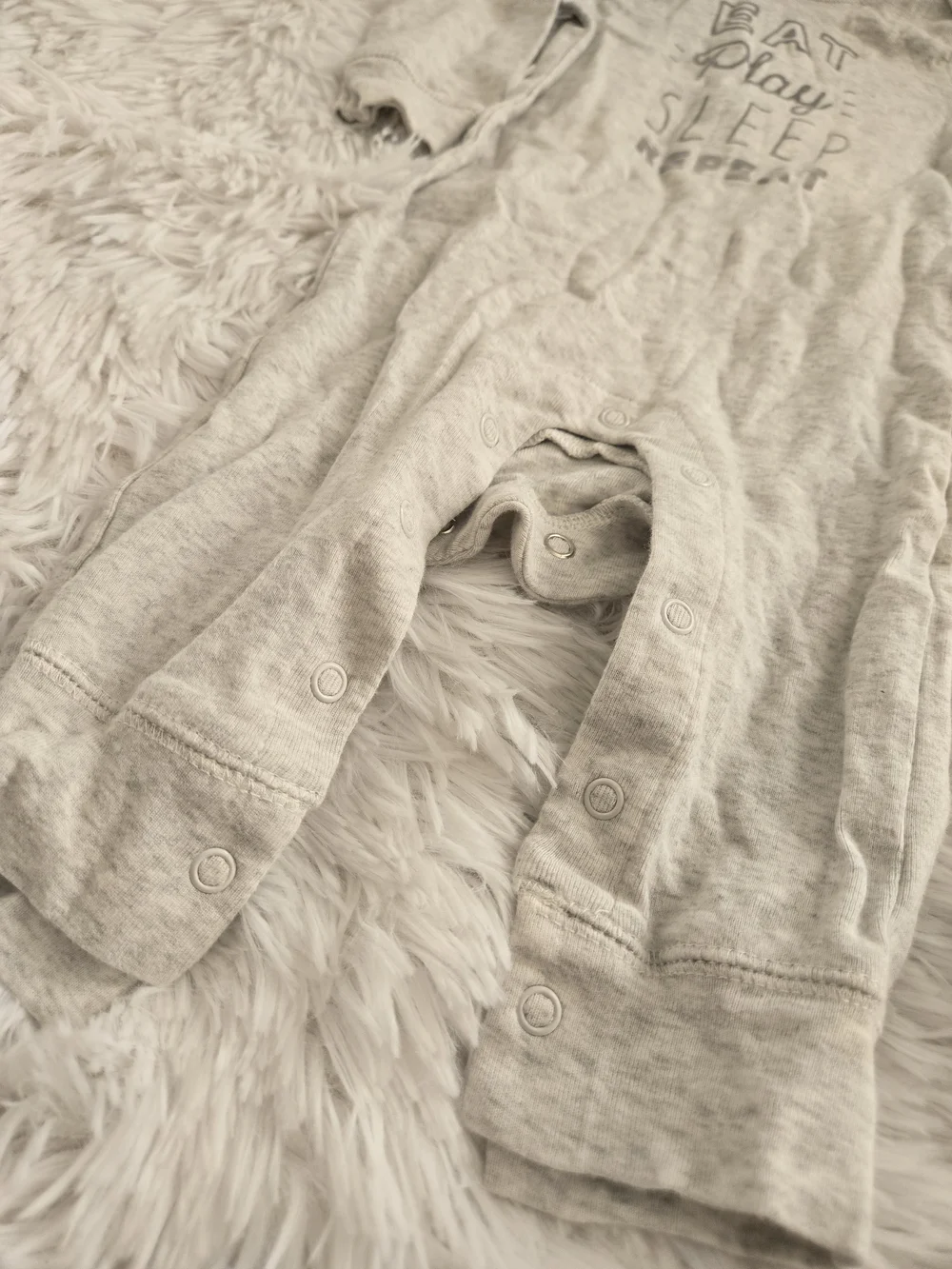 Carter's Light Gray 'Eat Play Sleep Repeat' One-Piece Footie